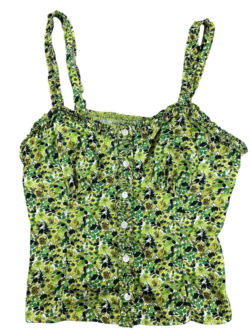 Favorite Daughter On A Break Tank Women’s Large Green Floral Romantic Feminine